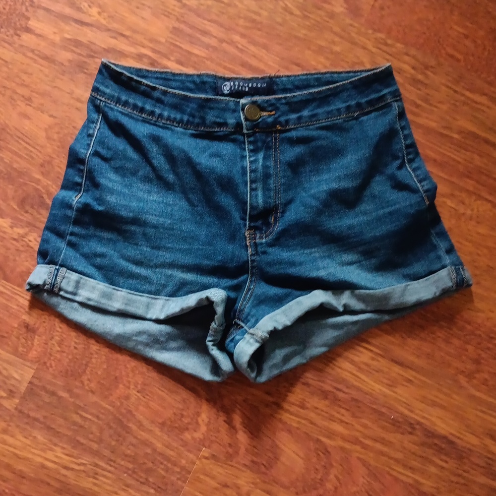 High rise denim shorts